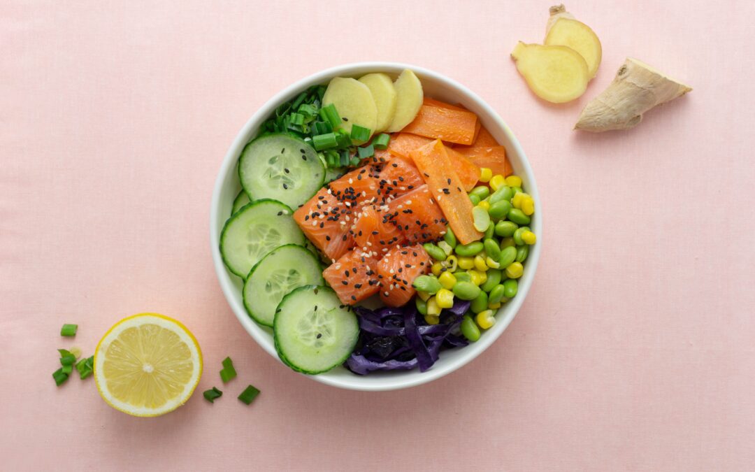 Poke bowl colorfull healthy food